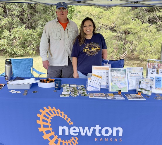 Water Division staff Clark Baldwin and City Commissioner Melanie Watson at the City of Newton table during the "Unity in the Community" event May 9th.