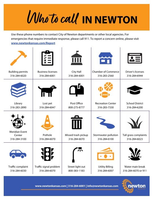 Who to call in Newton graphic