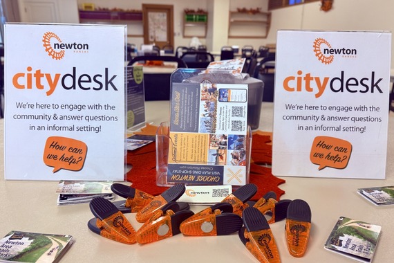city desk collage