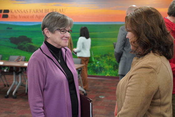 Governor Kelly with a roundtable participant