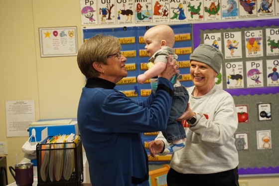 Governor Kelly during a visit to the Family Resource Center in Pittsburg