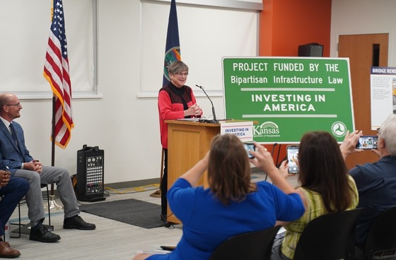 Governor Kelly at a bridge funding celebration in August