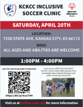 KCKCC Inclusive Soccer Clinic April 2024