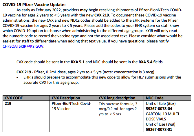 COVID-19 Pfizer Vaccine Update Communication