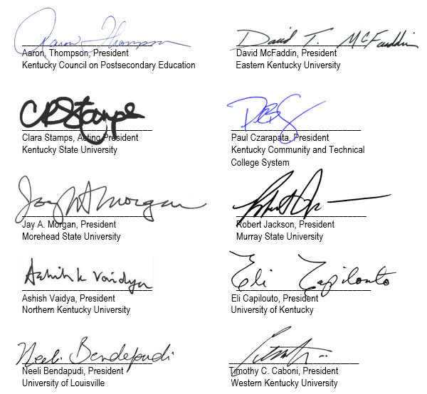 KY College Presidents' Signatures