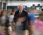 Ben Wilcox, Kentucky’s first state school security marshal, stands in Farristown Middle School in Madison County in August. 2019.