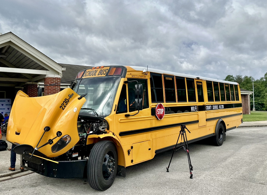 Photo of an electric school bus in Wolfe County 8.7.23