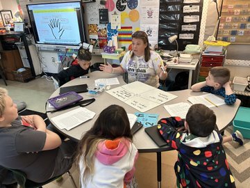 Teacher at small group table with students