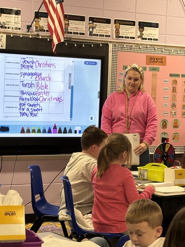 Teacher at front of room