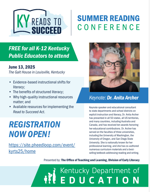Kentucky Reads to Succeed Summer Reading Conference Flyer Screenshot