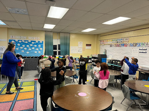 Children participating in a classroom activity
