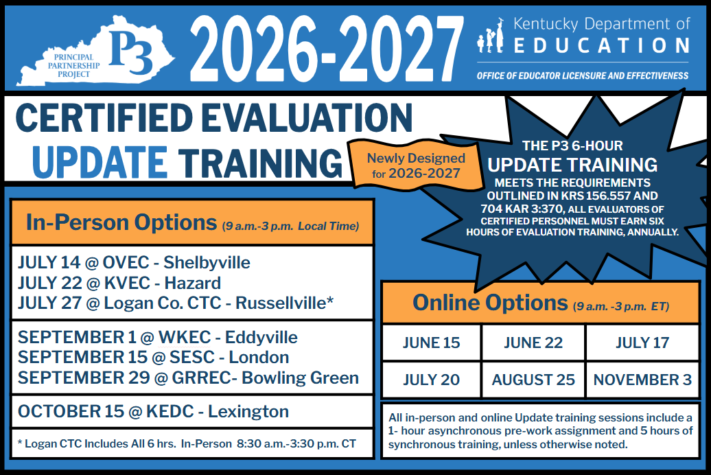 Certified Evaluation Update Training Dates