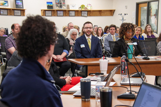Tyler Saylor, left, an English language arts teacher at Harlan High School (Harlan Independent) and GoTeachKY Ambassador.