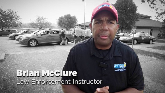 Instructor Brian McClure talks about safety measures during high-risk stops