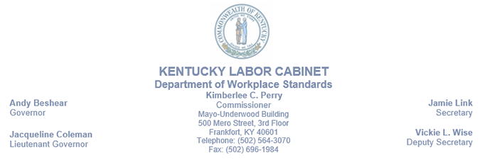 Department of Workplace Standards letterhead