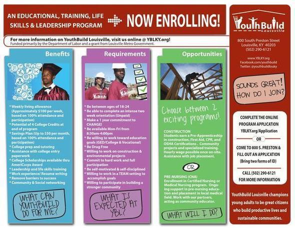 Youthbuild Enrolling flyer