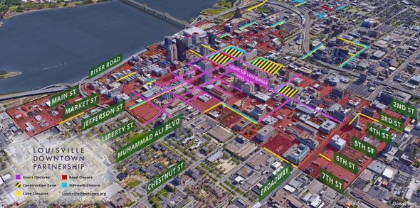 Roads closed for light up louisville