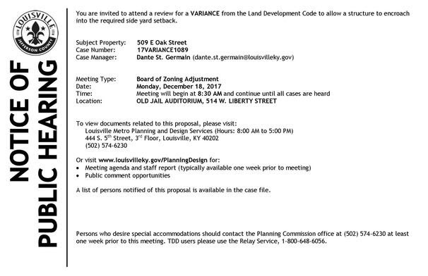 Notice of Public Hearing