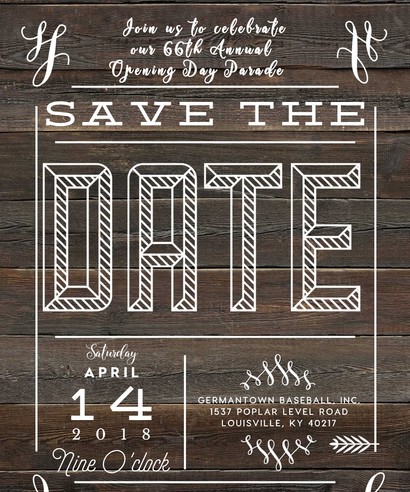 Germantown Baseball Opening Day flyer