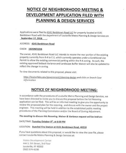 Neighborhood meeting letter