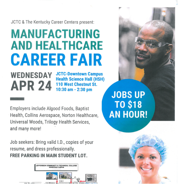 Manufacturing and Healthcare Career Fair, April 24th at JCTC!