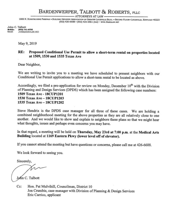 Texas properties letter
