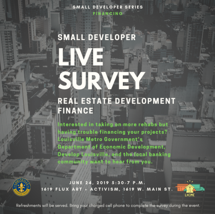 small developer survey event flyer