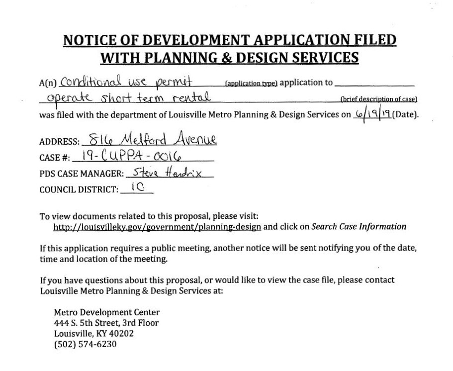 Notice for 816 Melford