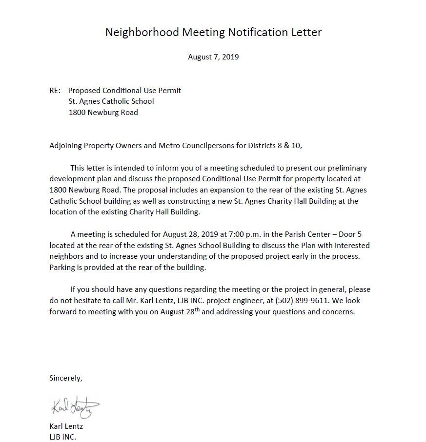 Neighbor letter re 1800 Newburg Road