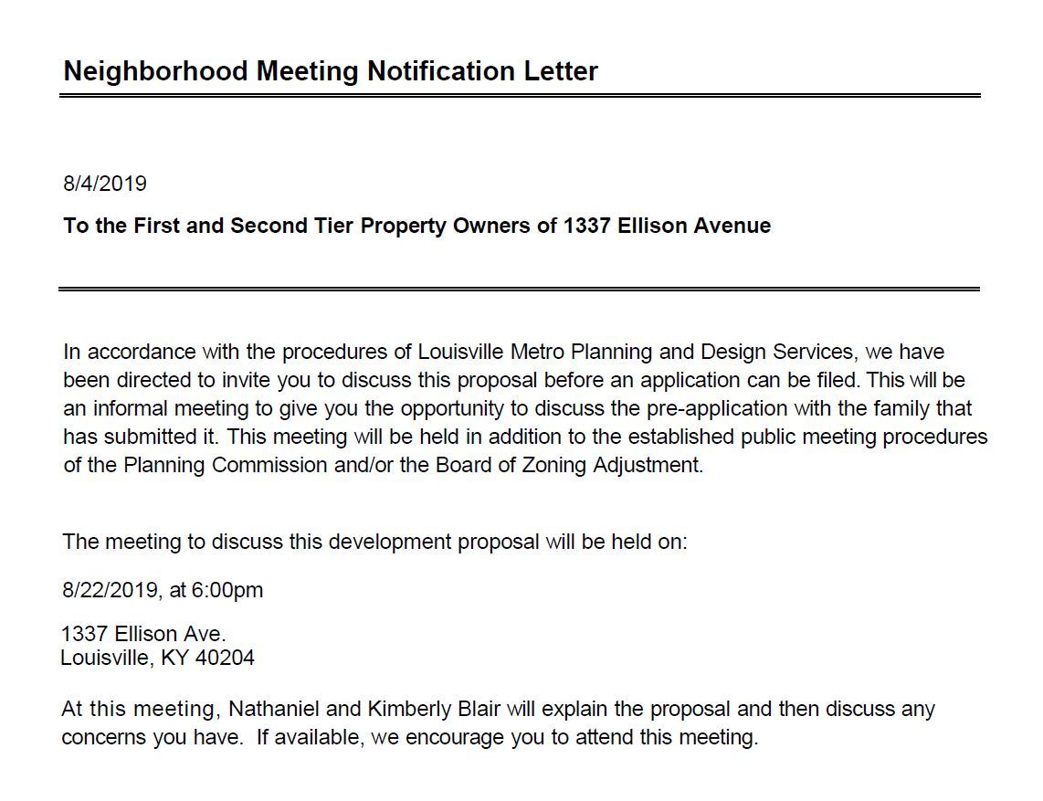 Neighbor meeting letter 1337 Ellison