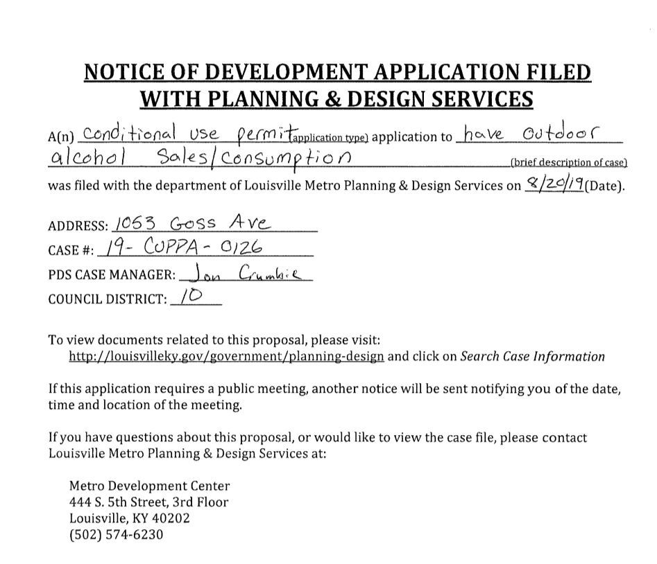 NDA for 1053 Goss Avenue