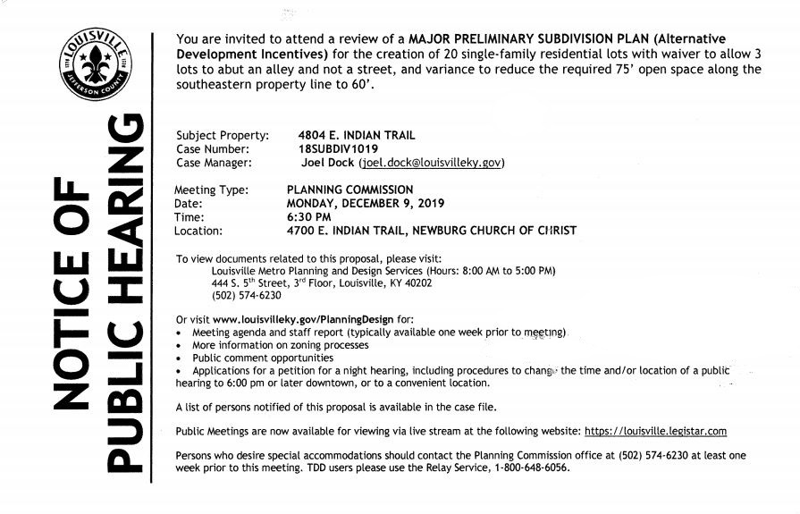 notice re 4804 E Indian Trail 