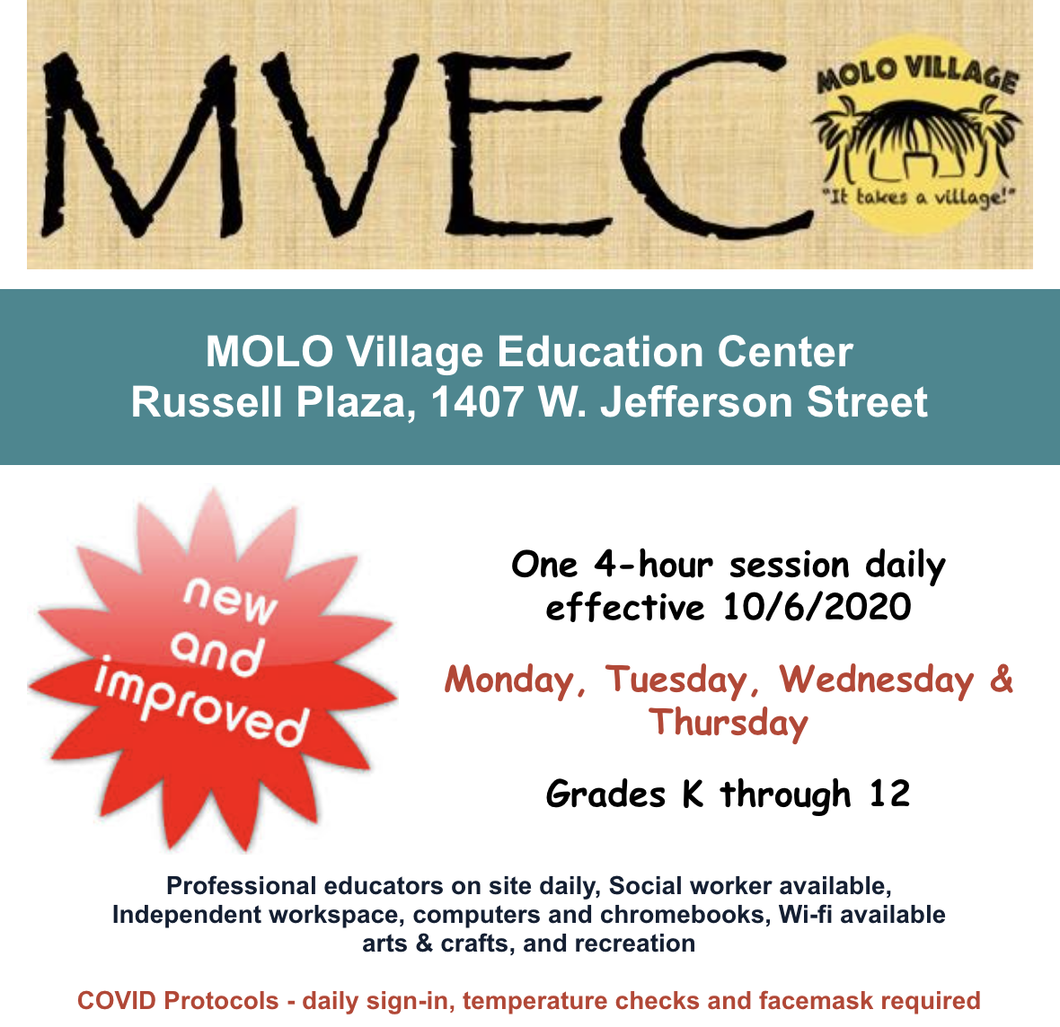 Molo Village new hours