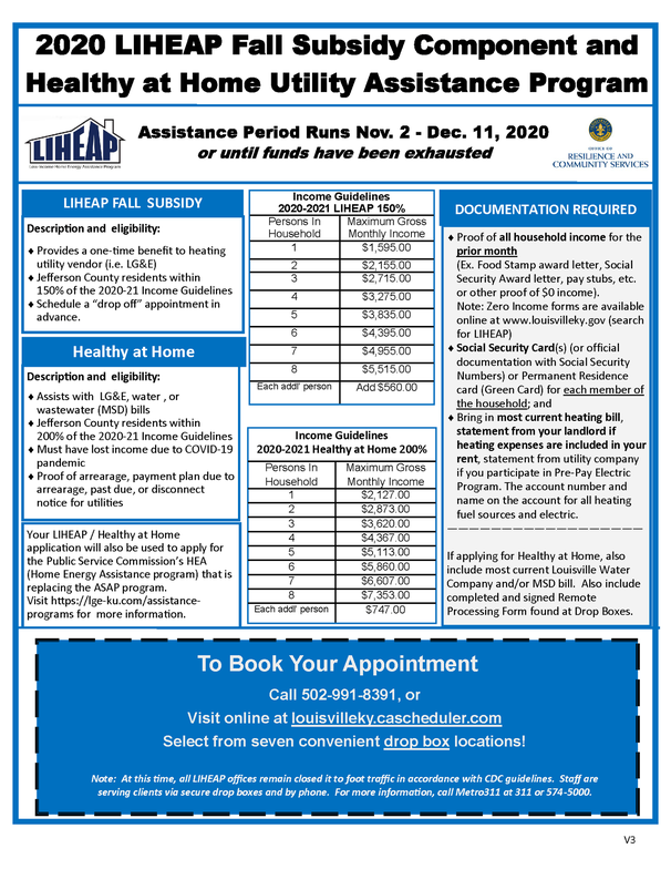 LIHEAP Subsidy Assistance Information Flyer