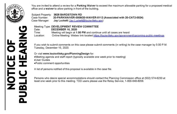 Notice re 3828 Bardstown Road