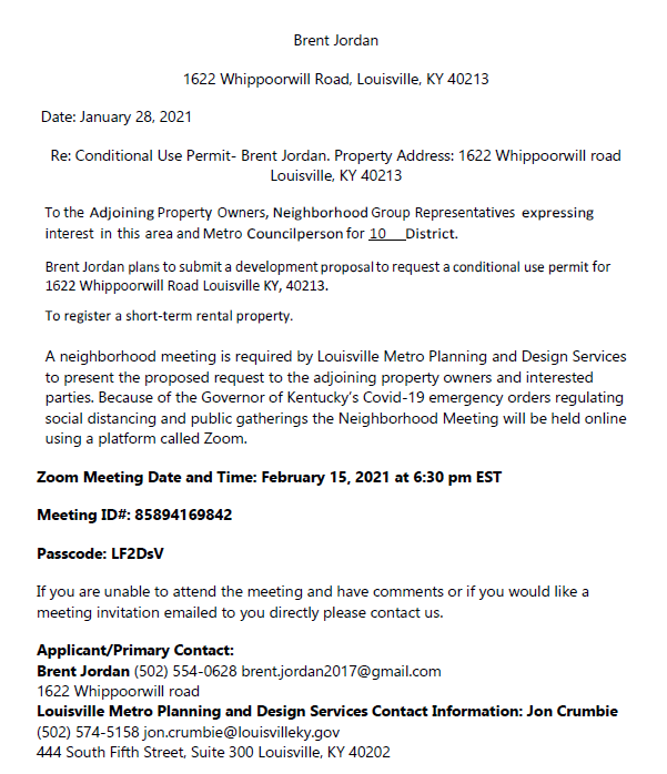 Neighborhood meeting