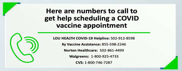Contact information for vaccines