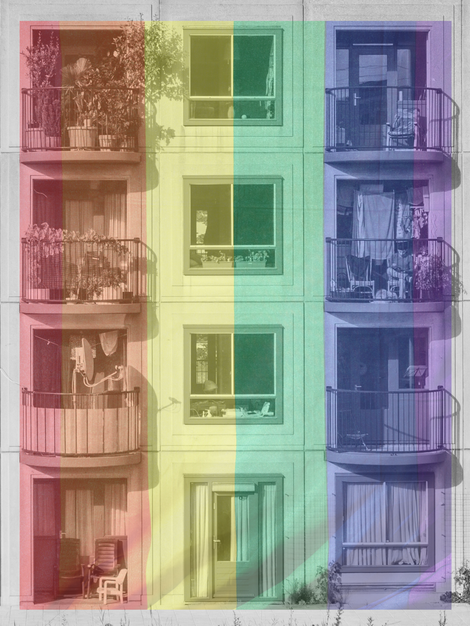 Pride Flag over apartment building 