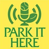 Park it Here logo - microphone with leaf emitting soundwaves