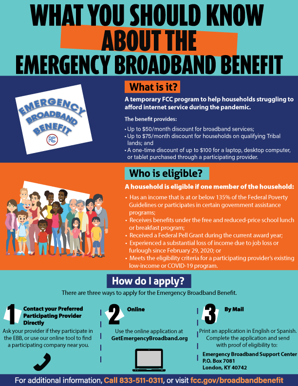 Emergency Broadband Discount Eligibility flyer July 2021