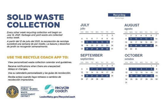 Recycling schedule