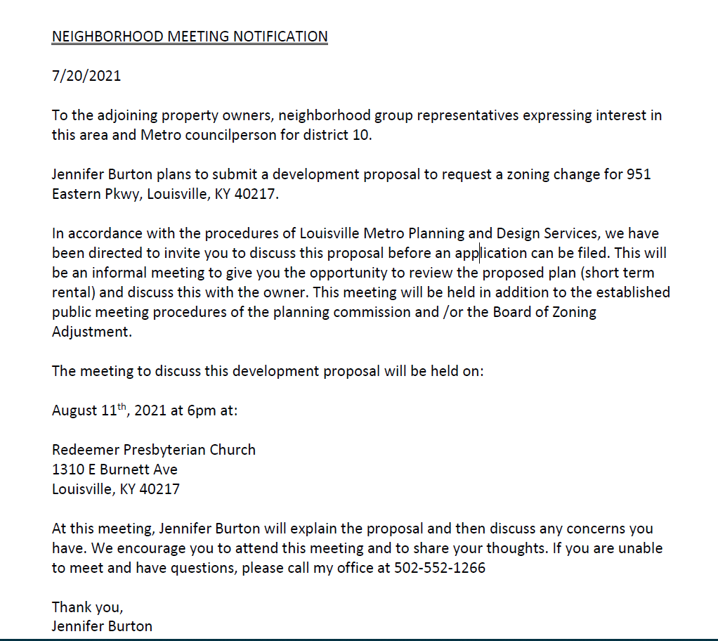 951 Eastern Parkway neighbor meeting