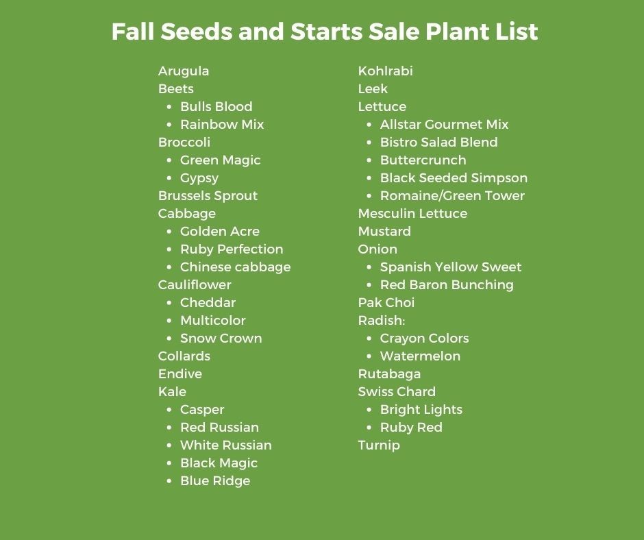 plant list for LG fall plant sale