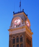 city hall clock pink
