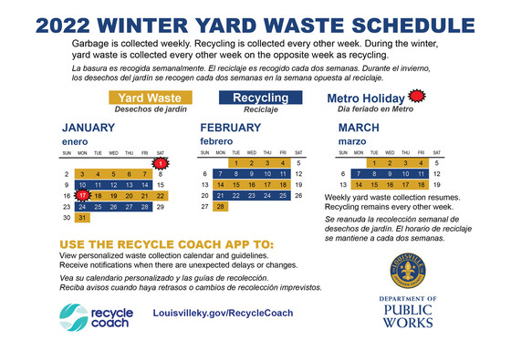 Yard waste winter schedule 2022