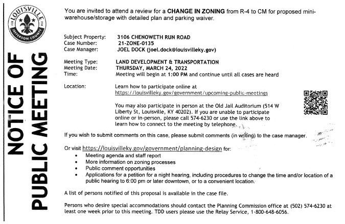 3106 Chenoweth Run Road rezoning