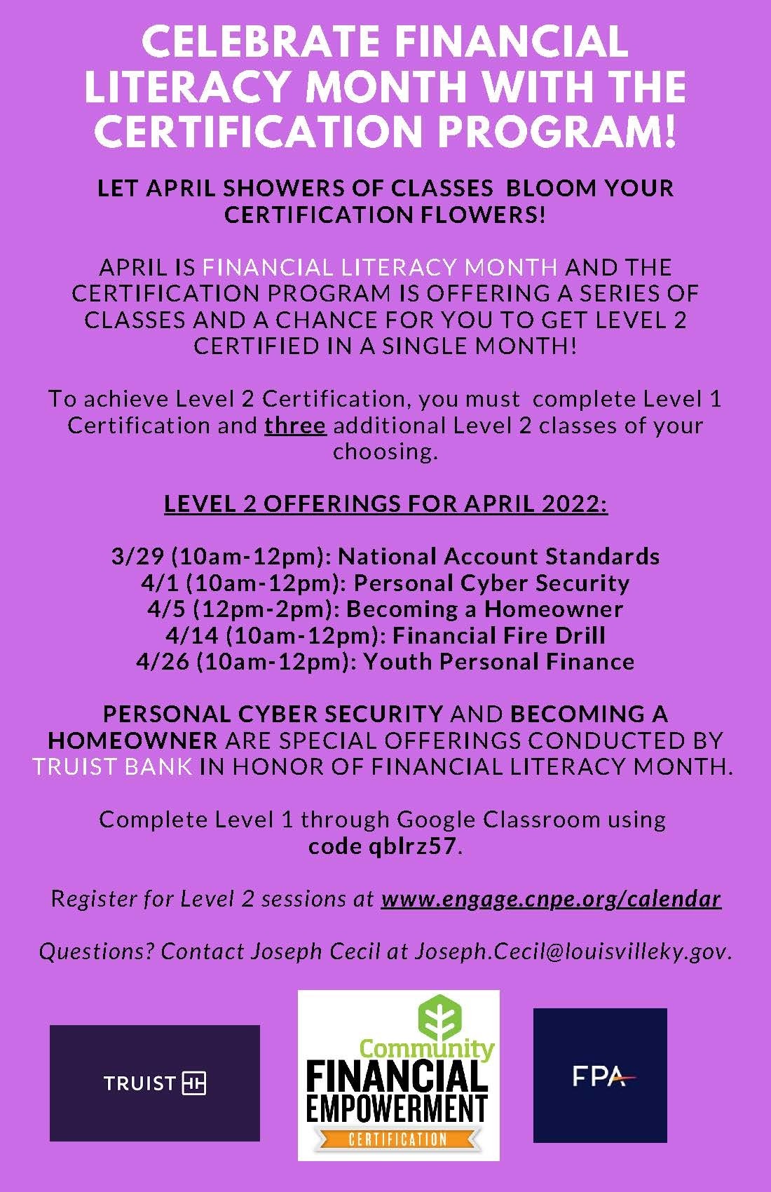 Financial Literacy Month flyer