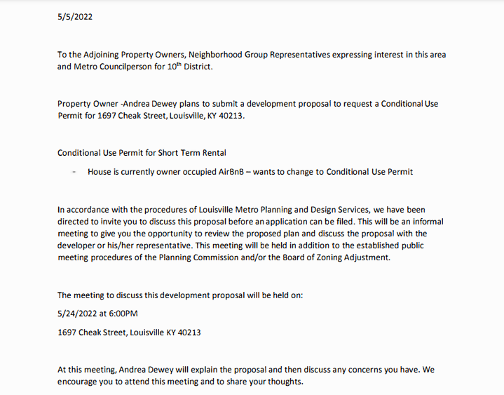 Notice re CUP 1697 Cheak