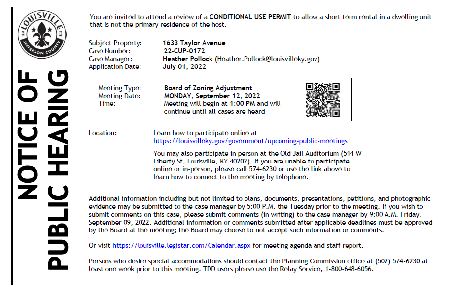 1633 Taylor hearing notice