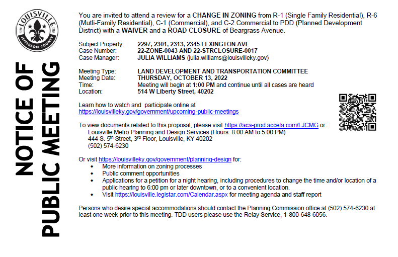 Change of Zoning Lexington Ave